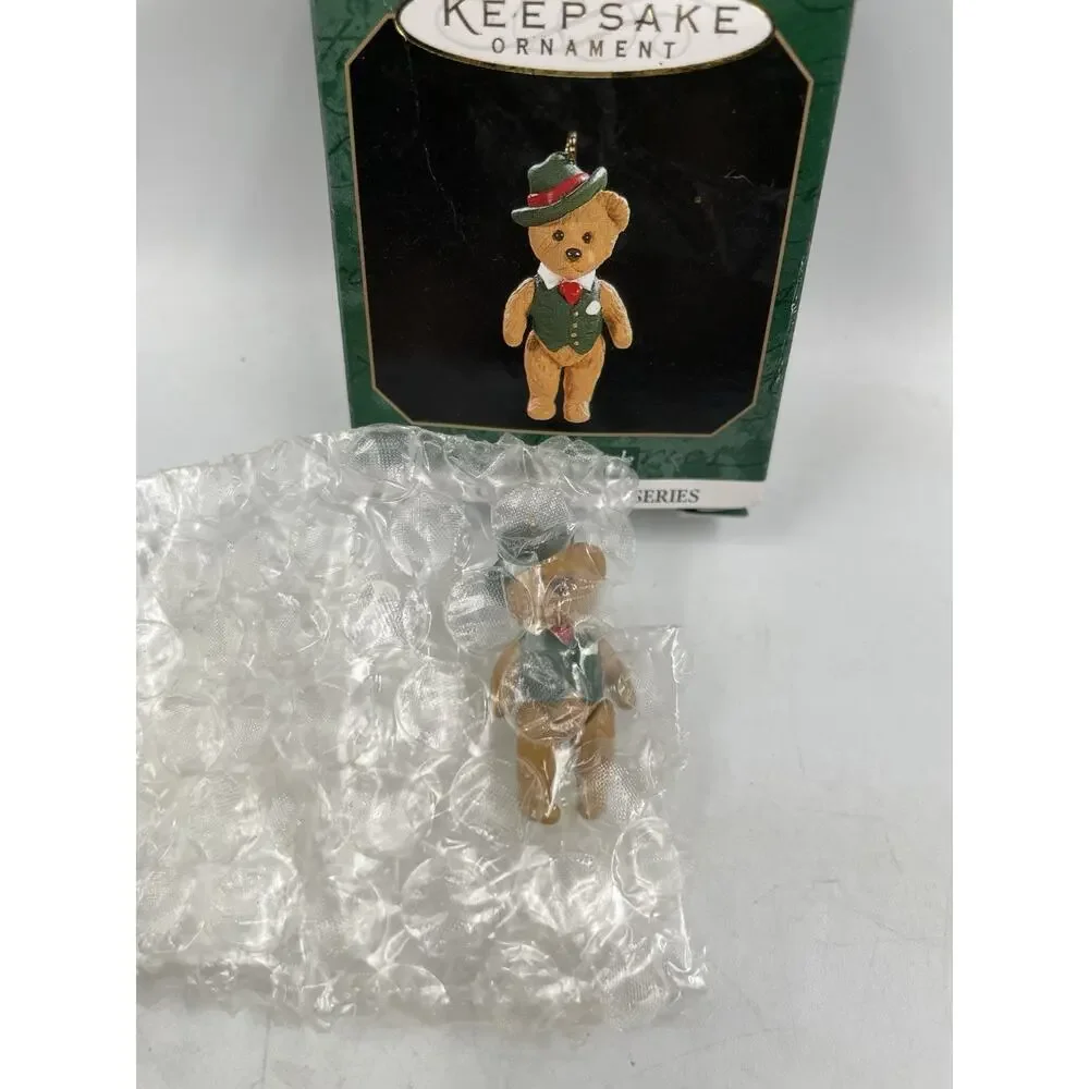 Vintage Hallmark 1997 Teddy Bear Style Miniature Mini Ornament NIB
